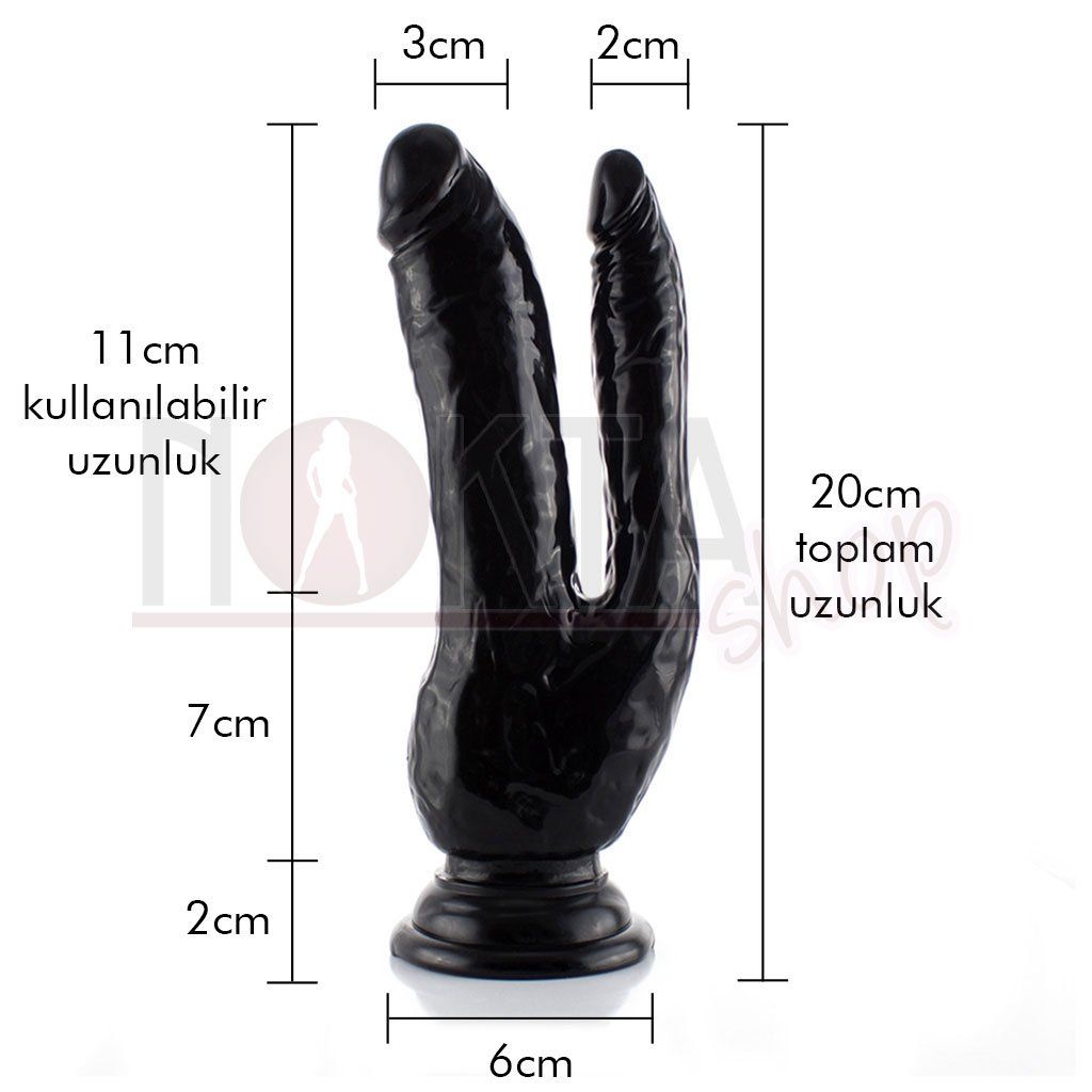 Rubicon 20cm çift taraflı ikili zenci penis
